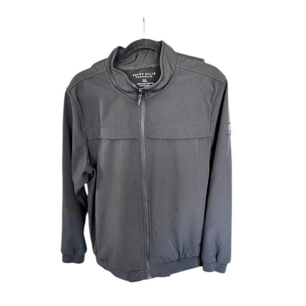 Perry Ellis Black Softshell Jacket XL Minimalist Athleisure Tech Golfcore
